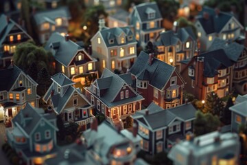 A quiet suburban area with multiple houses and streets