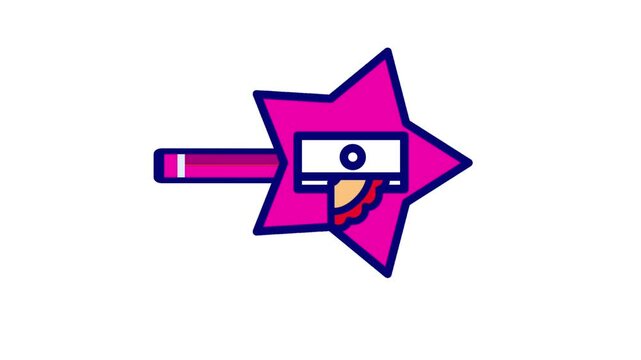 Animation of a pencil sharpener with cute character, perfect for educational kids school stuff