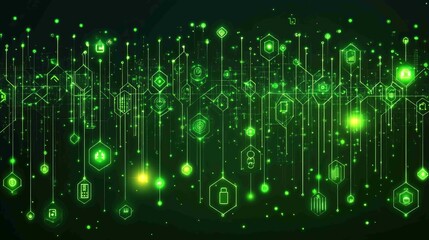 Obraz premium Green Geometric Patterns for Data Flow and Connectivity