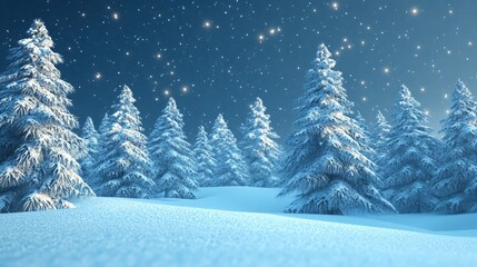 Fototapeta premium Mountains majesty, a snowy forest bathed in moonlight splendor reflecting on the pristine snow.