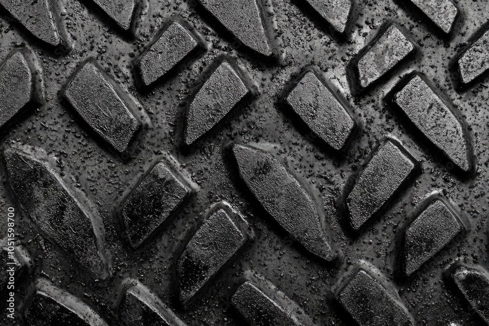 Poster black and white image of a tire tread pattern, suitable for use in various graphic designs