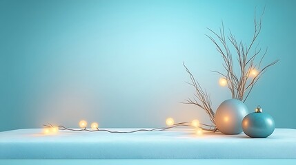 Elegant decor with soft lighting and natural elements creating a serene atmosphere for seasonal...