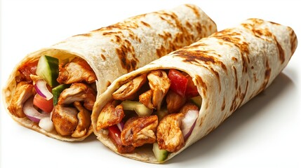 chicken wraps isolated on background 