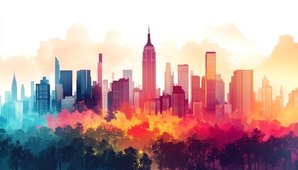 Fototapeta premium Artistic representation of a motivational business quote integrated into a colorful urban landscape, bold typography, and energetic atmosphere