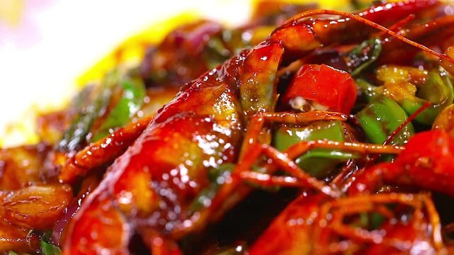 바닷가재와 채소를 맛있게 볶아 만든 마라룽샤