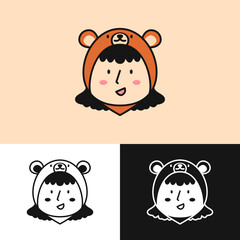 A combination of logo designs showing a cheerful bear cub, symbolizing joy and warmth