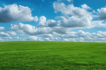 Obraz premium A serene landscape featuring lush green grass and a bright blue sky with no clouds