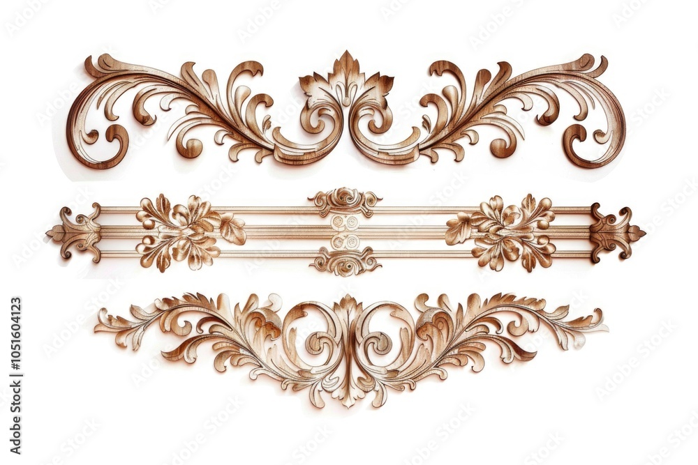 Poster a collection of decorative items on a clean white background, ideal for use in packaging design or p