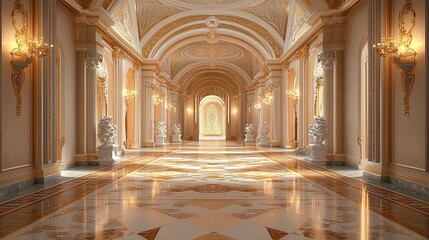 Obraz premium Golden Hallway in a Palace