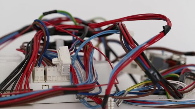 car wiring kit with electronic engine control unit on a white background, isolate, close-up