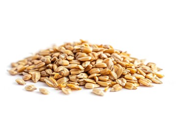 A pile of oats sitting on a clean, white surface