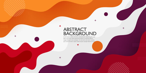 Red, purple and orange geometric business banner design. Creative banner design with wave shapes and lines for template. Simple design on white horizontal banner. Eps10 vector