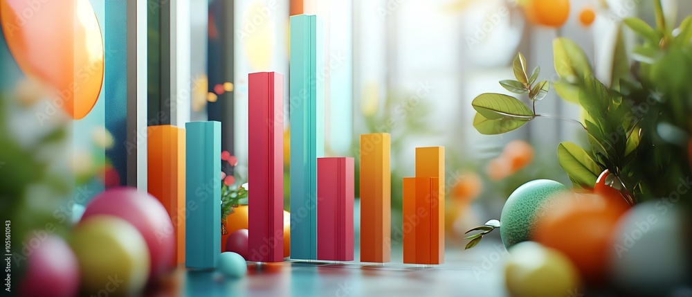 Fototapete eyecatching 3d data visualization featuring colorful graphs and charts, perfect for presentations an