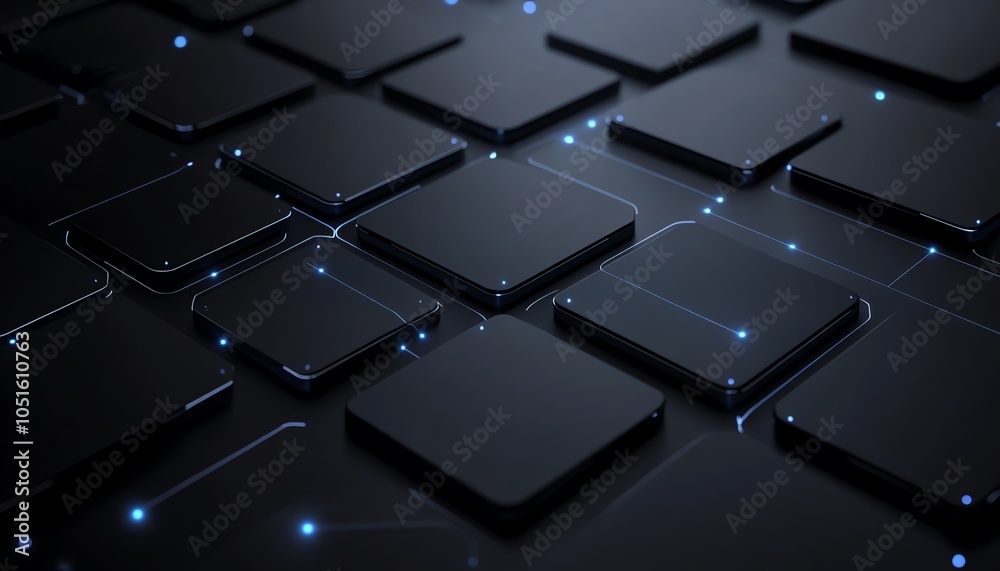 Leinwandbilder innovative 3d mockup of a blank dark background with space for text, featuring modern digital blue u