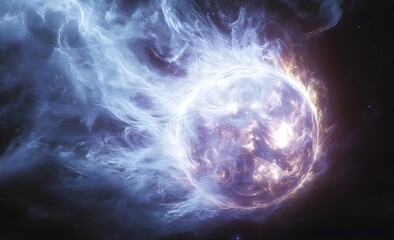 Obraz premium Ethereal Floating White Sphere with Glowing Effects