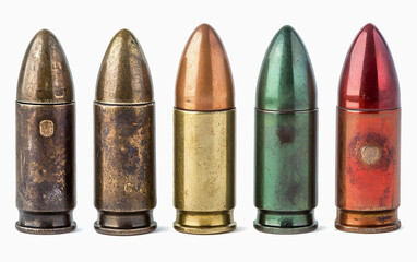 set of bullets on white background