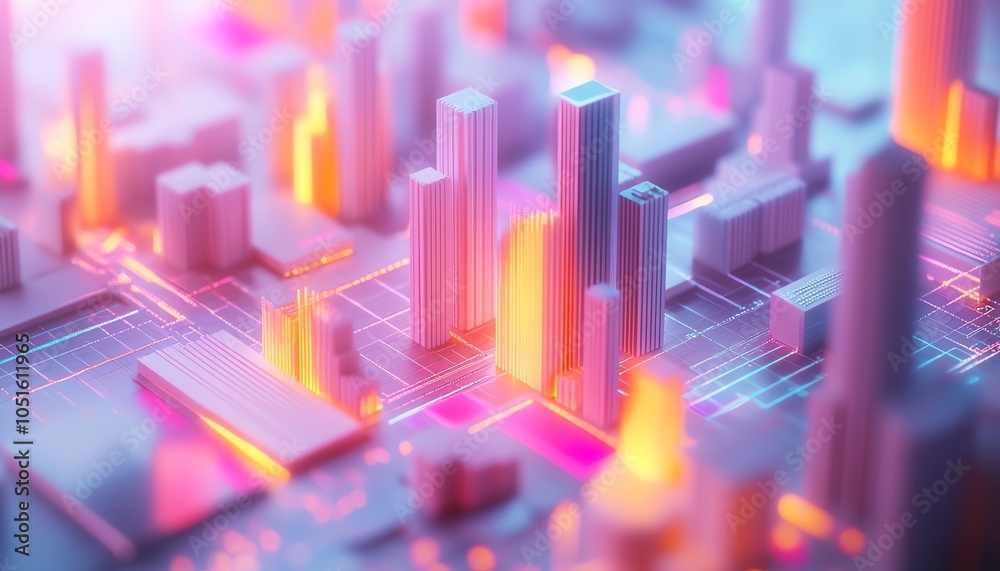 Poster Stunning 3D rendering of data visualization featuring intricate graphs and charts, showcasing detailed insights and analytics in a modern style
