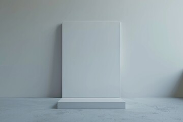 A blank white poster stand in a room with a smooth surface