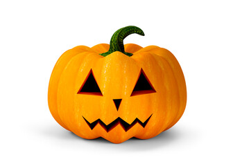 Glowing Halloween Pumpkin isolated on white background. 3D illustration.