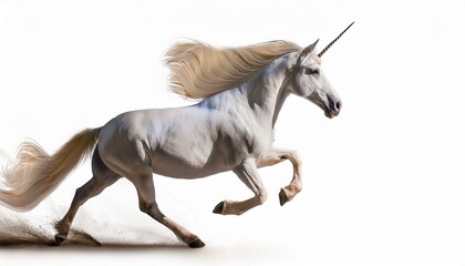 Fototapeta premium Unicorn Galloping on white 