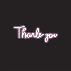 Obraz premium neon thank you lettering isolated on black background. Thank you writing icon with glowing neon lines. Vector illustration.