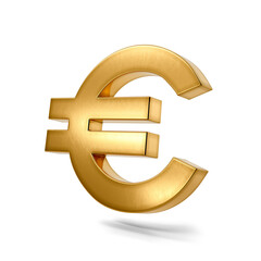 Fototapeta premium Gold euro sign. EUR euro currency symbol isolated on white background. 3D illustration. 3D render.