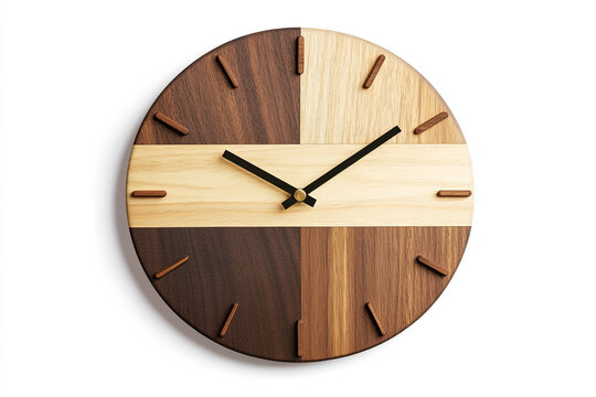 Stylish wall clock with a minimalist design on a white backdrop