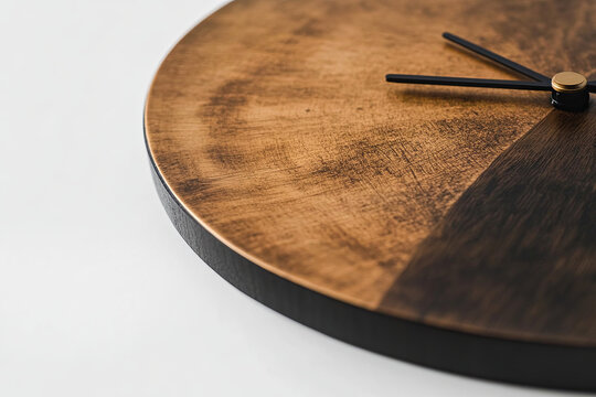 Stylish wall clock with a minimalist design on a white backdrop