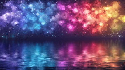 Naklejka premium Serene Midnight Reflections on a Calm Ocean