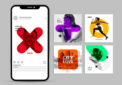 Social Media pack Colorful Forms Style