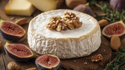 Fototapeta premium figs and cheese on wooden board