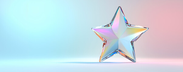 Translucent glass star with soft pastel hues on a light gradient background, evoking a sense of calm and serenity