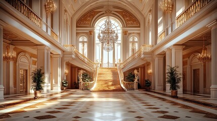 Obraz premium Grand Staircase in a Luxurious Palace