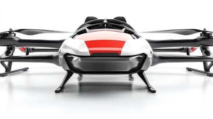 Fototapeta premium Stunning Aerodynamic Drone Poster: Featuring Unique Propellers and Striking Black & Red Design - Perfect for Modern Sports Interior Decor!