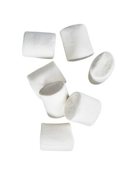 flaying marshmallows isolated