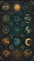 Obraz premium Set of magical zodiac signs in universe
