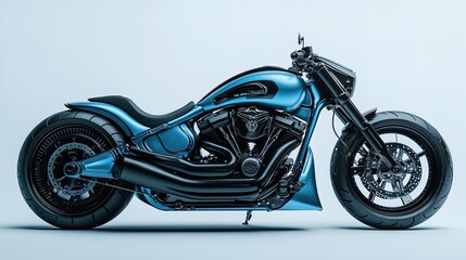 Obraz premium Elevate Your Space with a Premium Metallic Blue Motorcycle Poster: A Stunning Display of Elegance and Performance Against a Clean White Background – Perfect for Sporty Interiors!