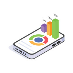 Tablet displaying a vertical bar graph with percentage indicators