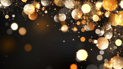 Shimmering Gold Glitter on Black Background