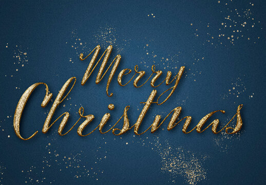 Christmas Text Effect Golden Glitter