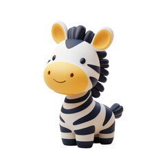 Cartoon Style 3D Zebra Icon for Creative Projects and Illustrations, isolated on transparent background, PNG Format