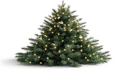 Fototapeta premium Isolated Christmas Tree with Lights on White Background