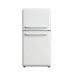 White refrigerator with double doors on a white isolated background.