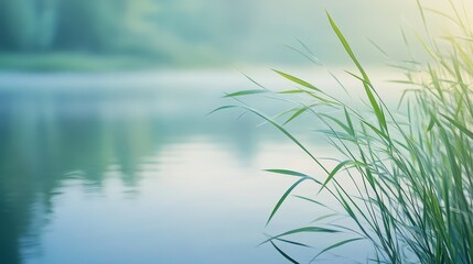 Fototapeta premium Twilight serenity, a lake reflecting the sky's vibrant hues serene