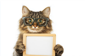 Cat with Glasses Holding Frame