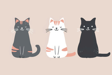 Fototapeta premium Adorable illustrated sitting cats