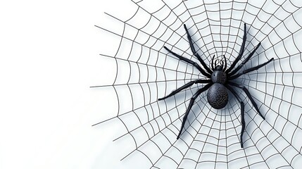 Obraz premium Black Spider on Web Illustration Vector Art