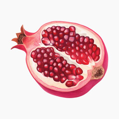 Fresh pomegranate watercolor illustration