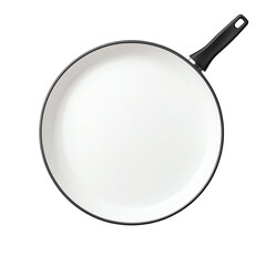 Frying pan with a clean, white surface on a transparent background.