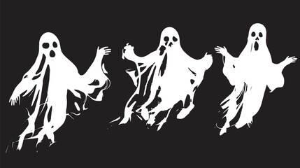 Set of realistic ghosts isolated on transparent